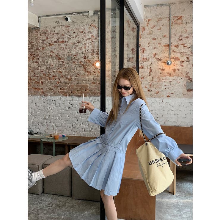 ベルト付きプリーツシャツワンピース | Ulysses | 詳細画像8 