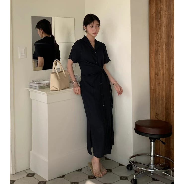 ブラック | リボンシャツワンピース | Ulysses