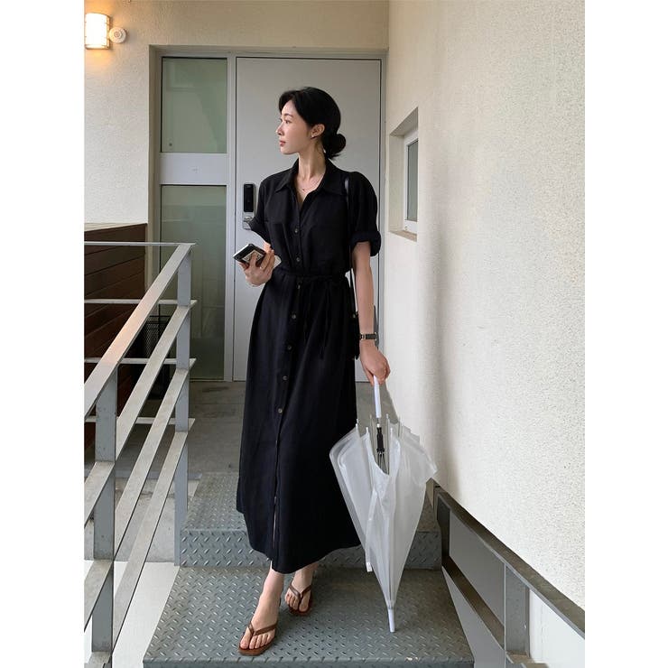 ブラック | リボンシャツワンピース | Ulysses