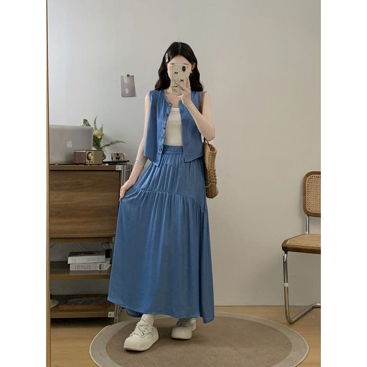 ノースリーブトップススカートセットアップ[品番：NTRW0014243