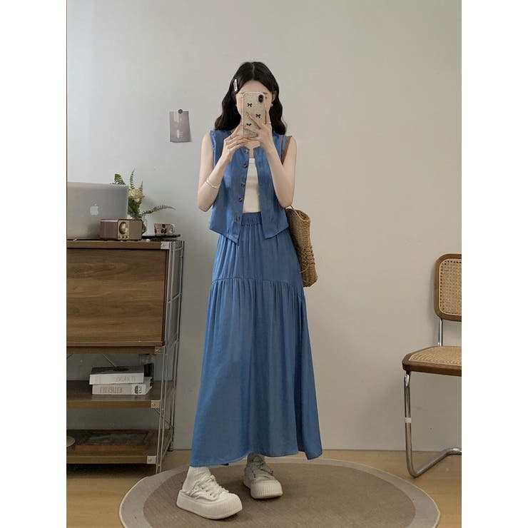 ノースリーブトップススカートセットアップ[品番：NTRW0014243