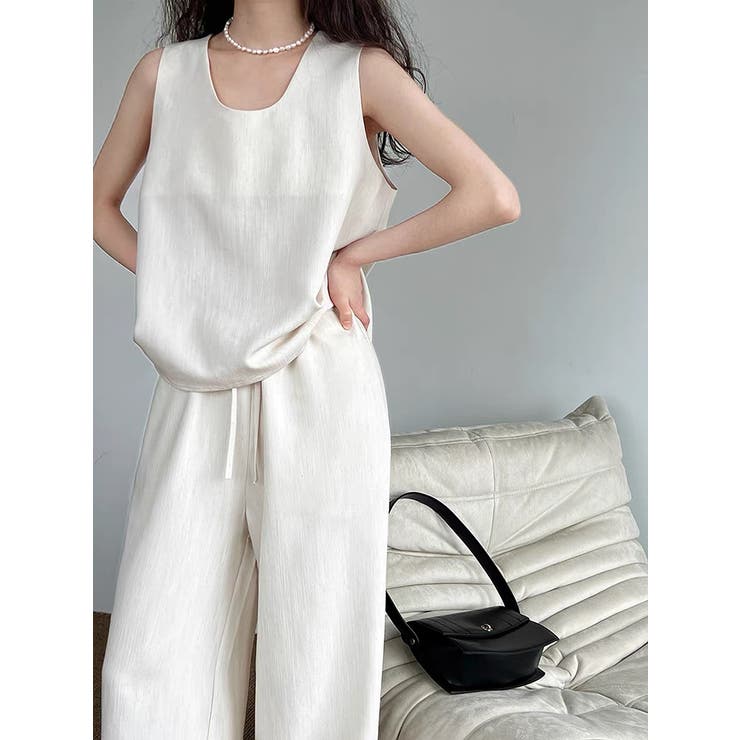 ノースリーブトップスワイドパンツセットアップ[品番：NTRW0014251