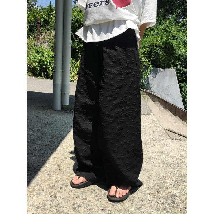 ブラック | ジャカードワイドパンツ | Ulysses