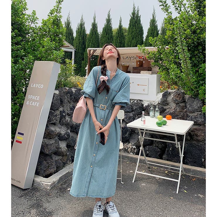 ベルト付Vネックデニムワンピース | Ulysses | 詳細画像1 