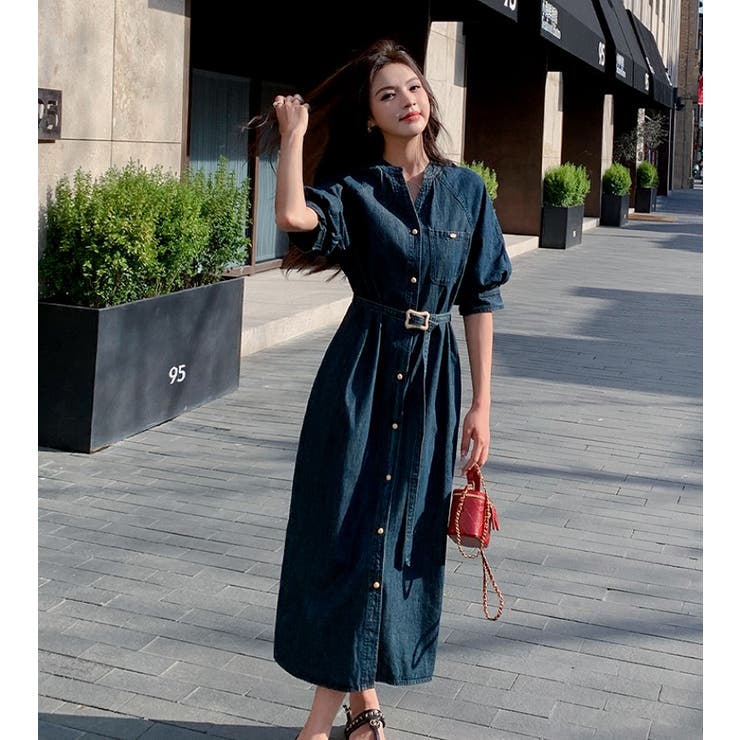 ベルト付Vネックデニムワンピース | Ulysses | 詳細画像7 