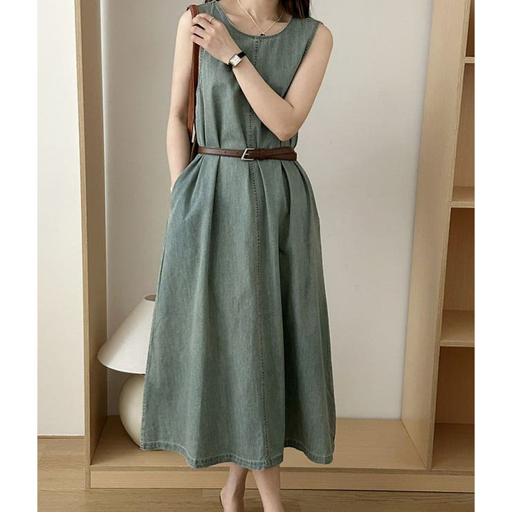ライトブルー | ベルト付デニムワンピース | Ulysses