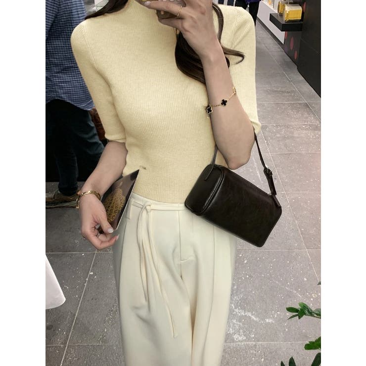 ベージュ | ハーフネック半袖ニット | Ulysses