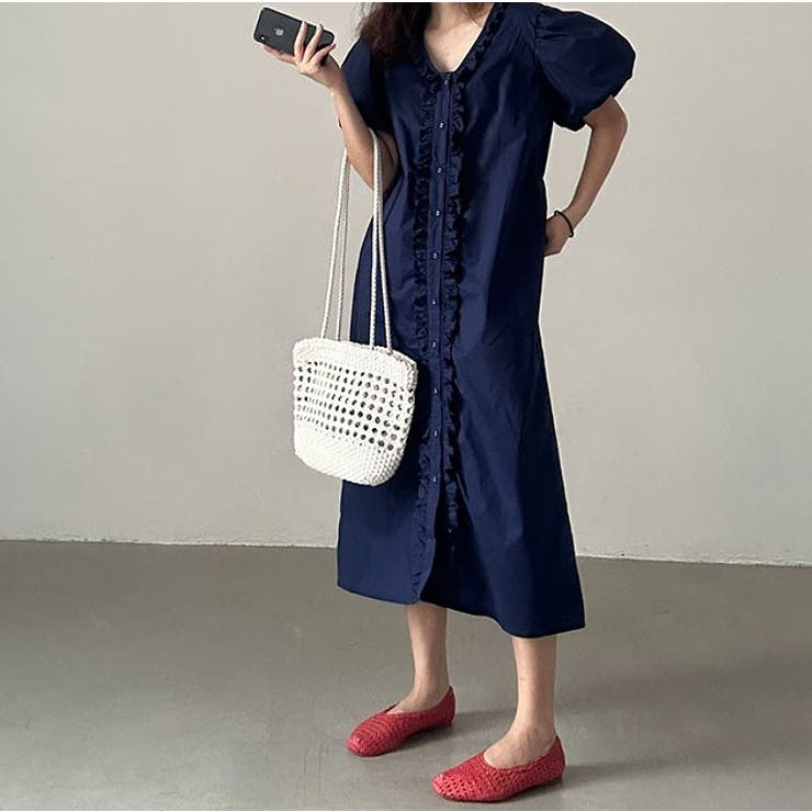 フリルVネックパフスリーブワンピース | Ulysses | 詳細画像1 