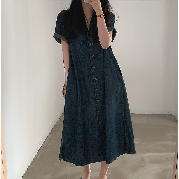 ベルト付き襟付きシングルブレストデニムワンピース | Ulysses | 詳細画像4 