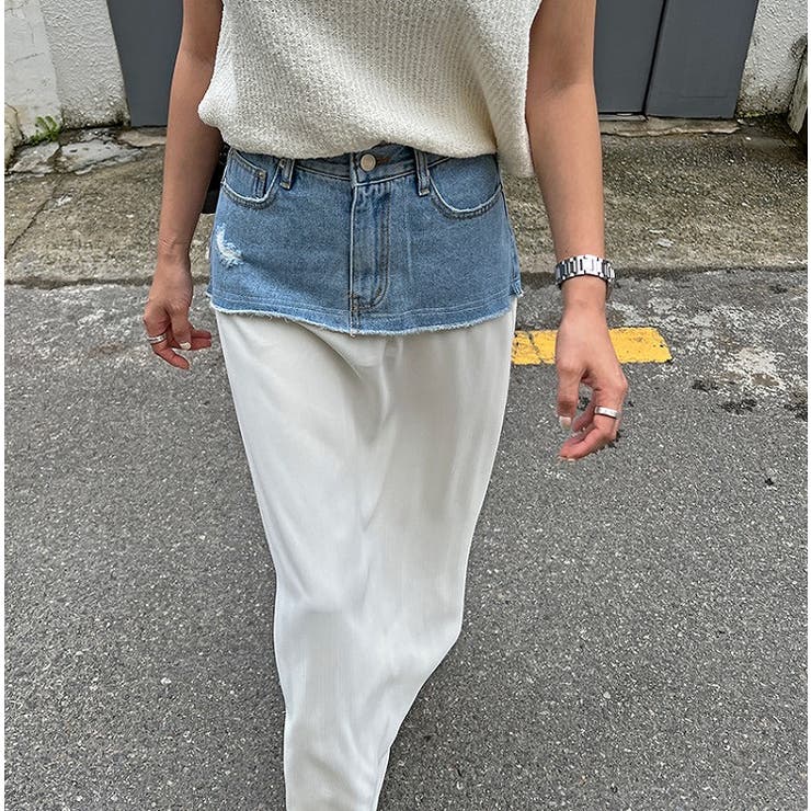 オフホワイト | ポケットデニムパッチワークスカート | Ulysses