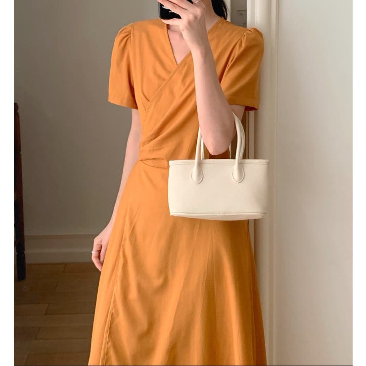 イエロー | ポケットリボン半袖ワンピース | Ulysses