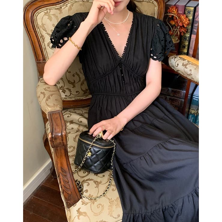 Vネックジャカード半袖ワンピース | Ulysses | 詳細画像3 