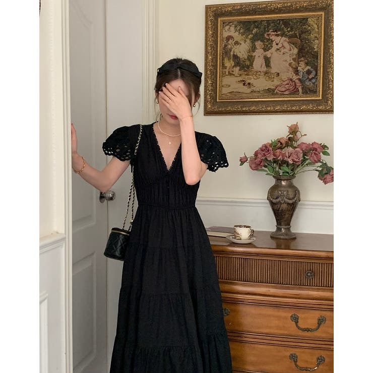 Vネックジャカード半袖ワンピース | Ulysses | 詳細画像4 