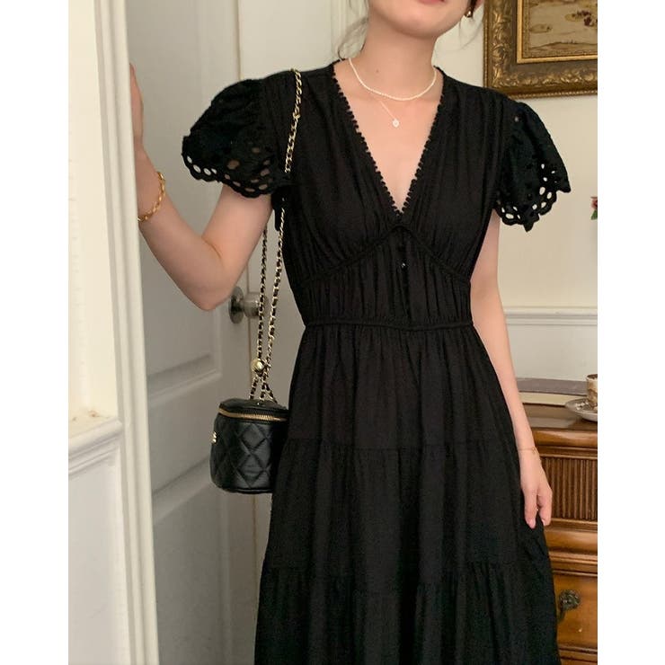 Vネックジャカード半袖ワンピース | Ulysses | 詳細画像5 