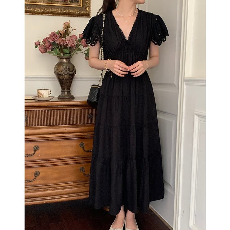 Vネックジャカード半袖ワンピース | Ulysses | 詳細画像6 