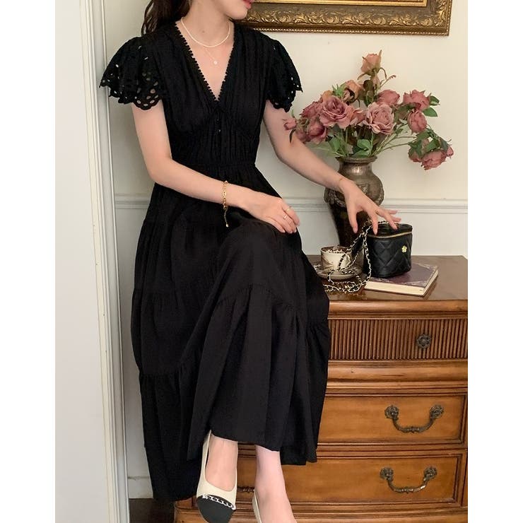 Vネックジャカード半袖ワンピース | Ulysses | 詳細画像8 