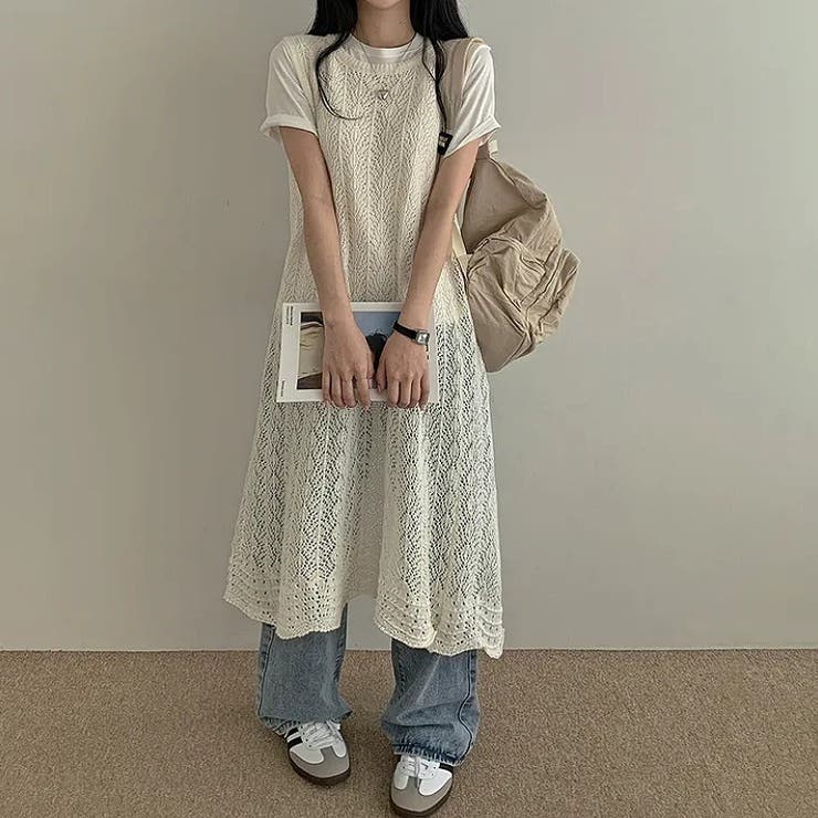 バック中空クルーネック袖なしニットワンピース | Ulysses | 詳細画像1 