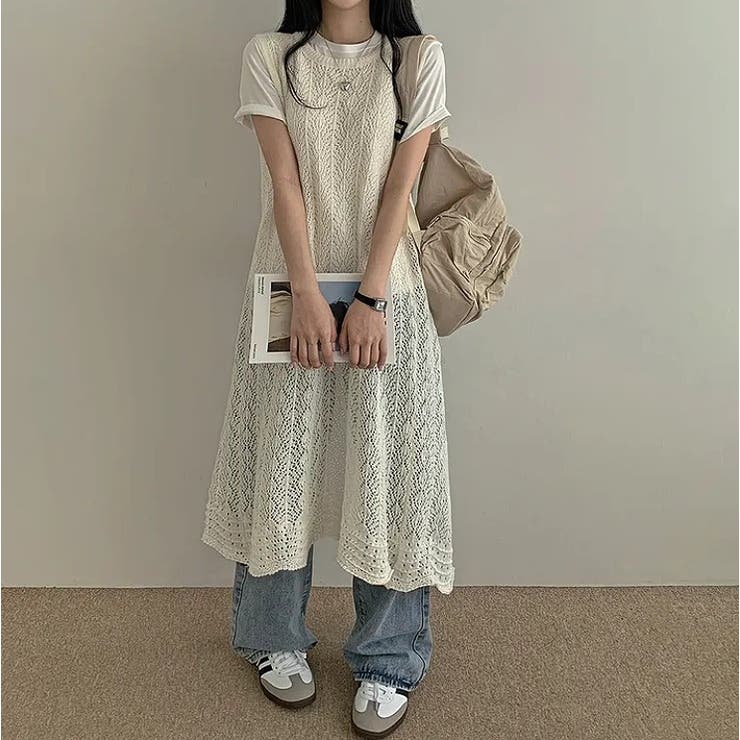 バック中空クルーネック袖なしニットワンピース | Ulysses | 詳細画像3 