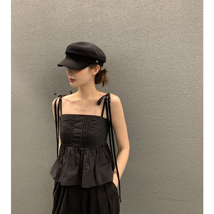 ブラック | バックシャーリングティアードキャミトップス | Ulysses