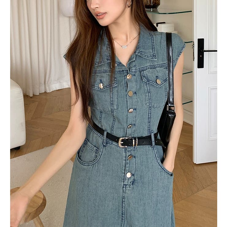 ベルト付きシングルブレストポケットデニムワンピース | Ulysses | 詳細画像3 