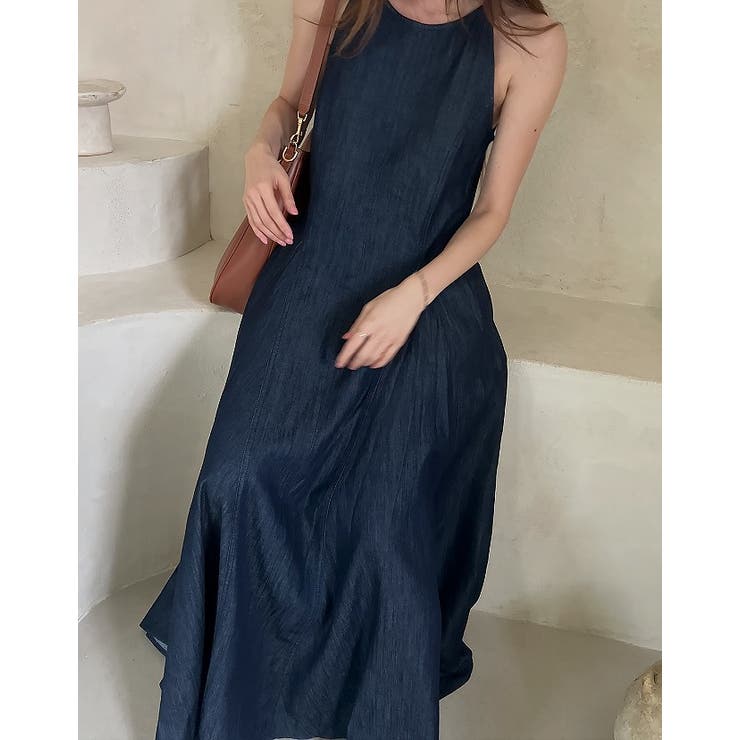 ダークブルー | シンプルバックジップスキャミデニムワンピース | Ulysses