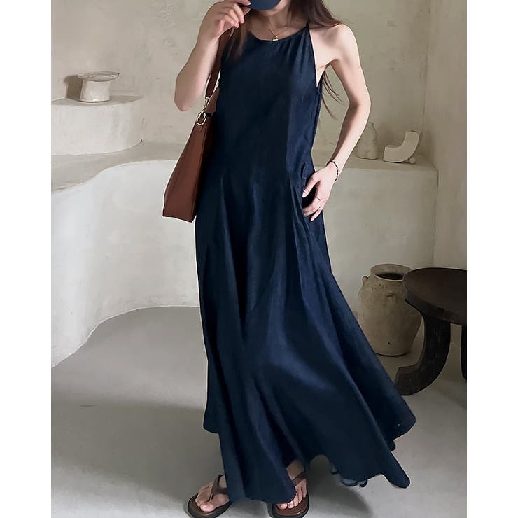 シンプルバックジップスキャミデニムワンピース | Ulysses | 詳細画像1 