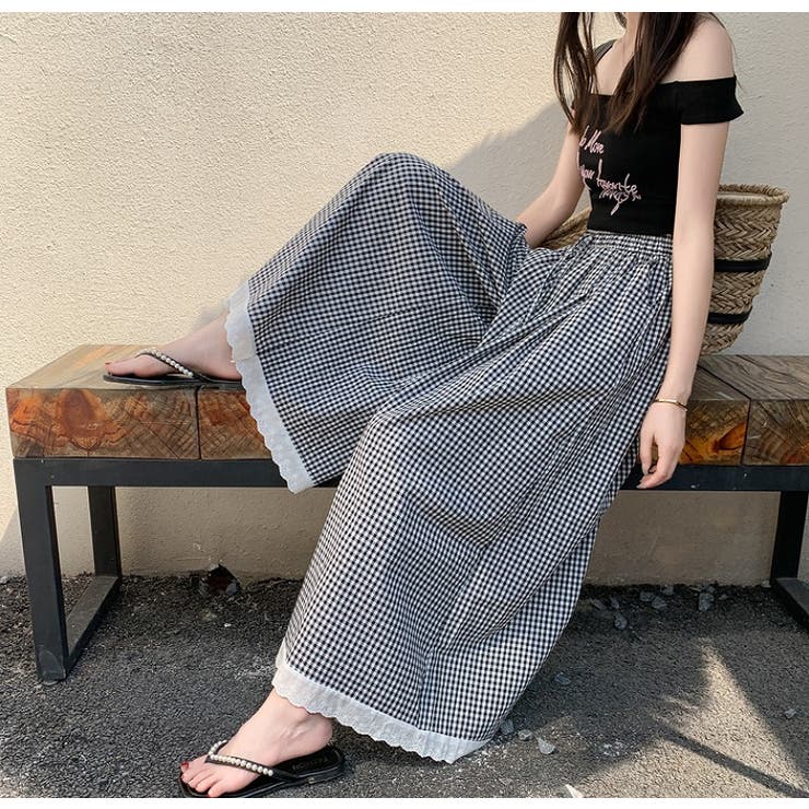 リボンチェック柄ワイドレッグ | Ulysses | 詳細画像6 