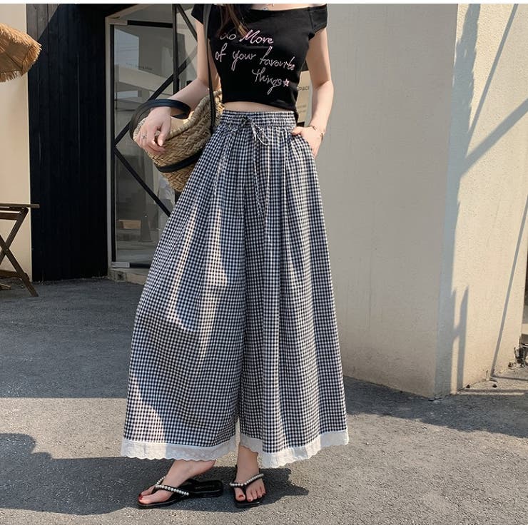 リボンチェック柄ワイドレッグ | Ulysses | 詳細画像8 