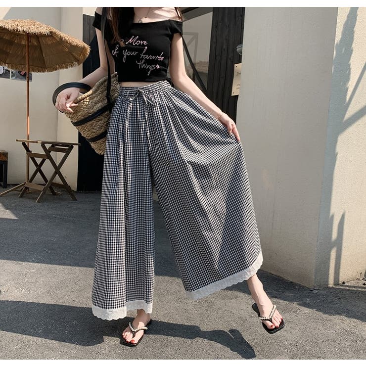 リボンチェック柄ワイドレッグ | Ulysses | 詳細画像9 