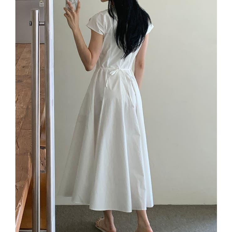 バックリボンジップスポケットクルーネックワンピース | Ulysses | 詳細画像1 