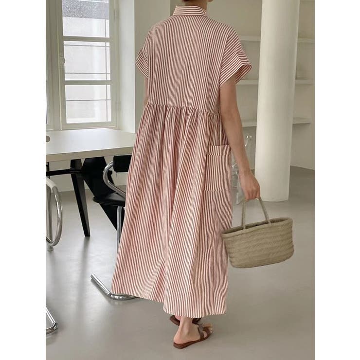 ストライプ柄ボタンダウン半袖ワンピース | Ulysses | 詳細画像5 