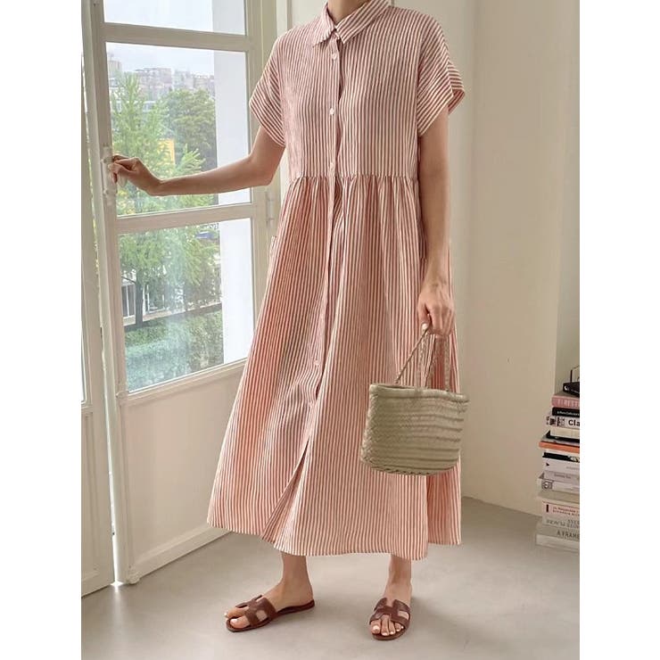 ストライプ柄ボタンダウン半袖ワンピース | Ulysses | 詳細画像8 