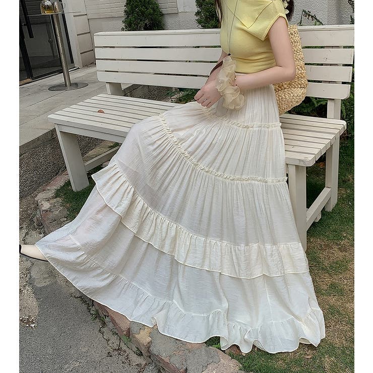 ベージュ | フリルハイウエストロングスカート | Ulysses