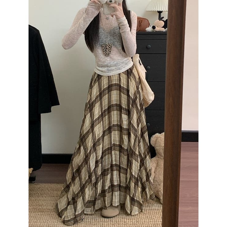チェック柄ハイウエストロングスカート | Ulysses | 詳細画像2 