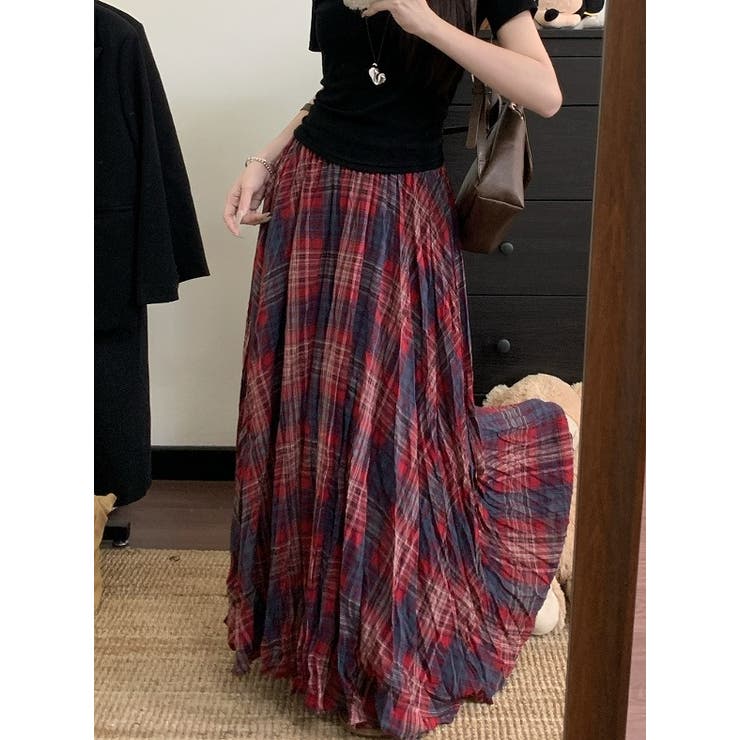 チェック柄ハイウエストロングスカート | Ulysses | 詳細画像3 