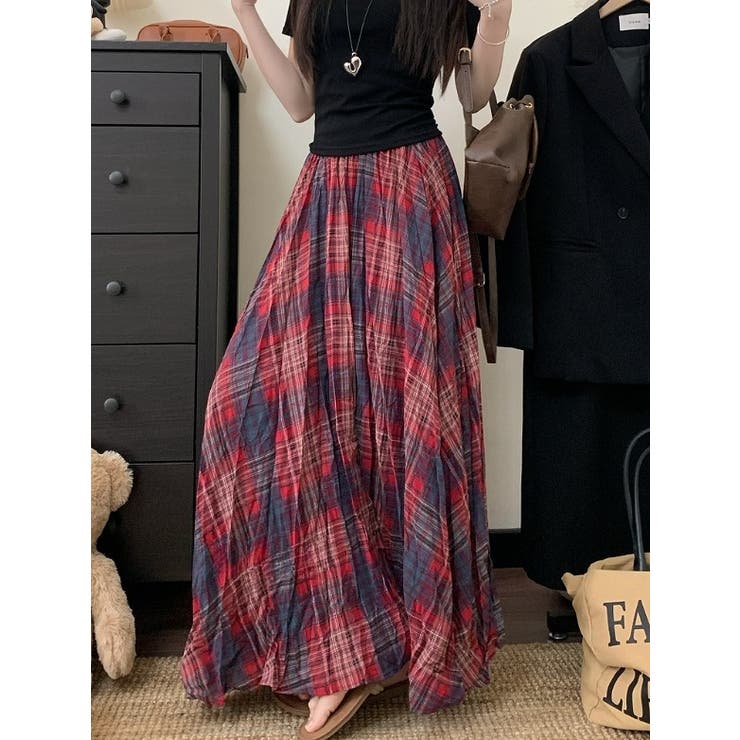 チェック柄ハイウエストロングスカート | Ulysses | 詳細画像4 