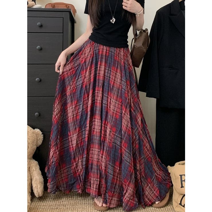 チェック柄ハイウエストロングスカート | Ulysses | 詳細画像5 