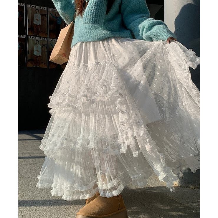 レイヤードチュール切り替えAラインスカート | Ulysses | 詳細画像1 