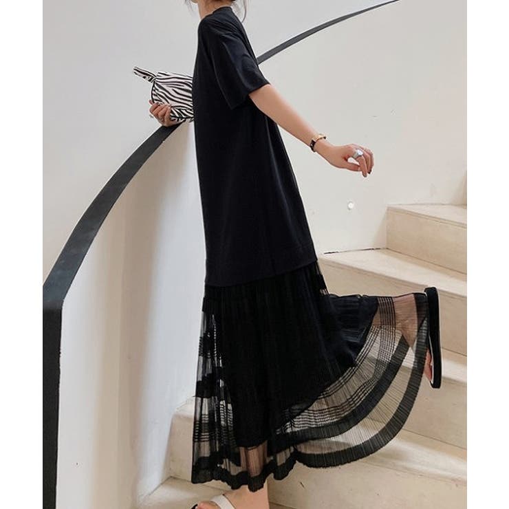 切り替えチュールクルーネック半袖ワンピース | Ulysses | 詳細画像2 