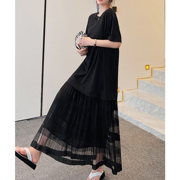 切り替えチュールクルーネック半袖ワンピース | Ulysses | 詳細画像7 