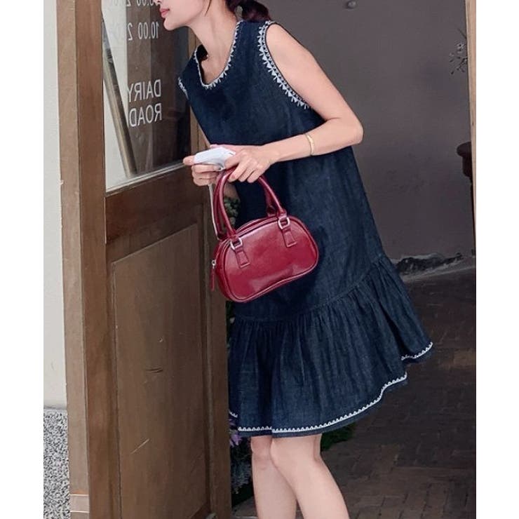 クルーネック袖なし刺繍デニムワンピース | Ulysses | 詳細画像8 