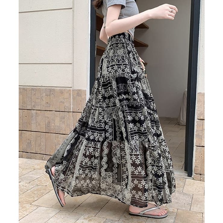 カットジャガードハイウエストロングスカート | Ulysses | 詳細画像1 