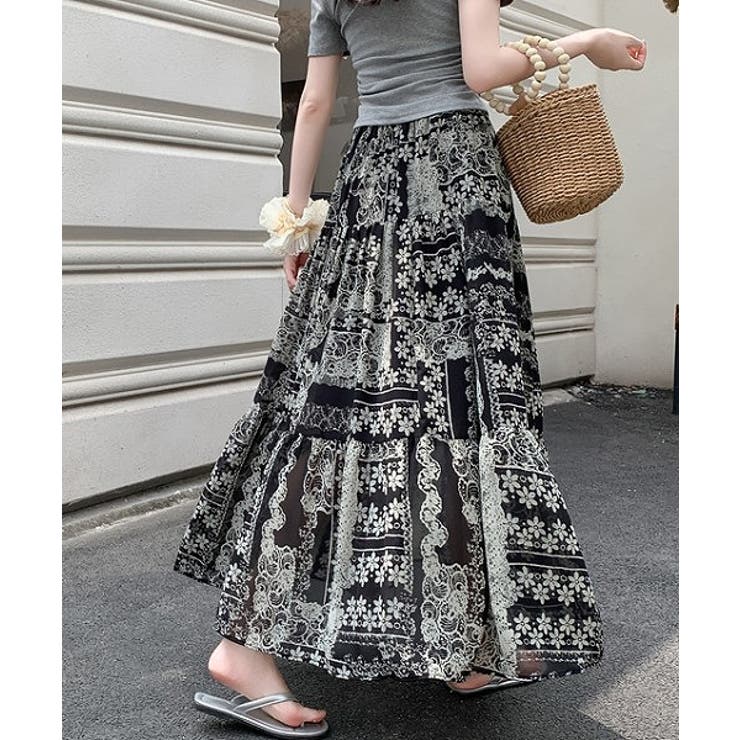 カットジャガードハイウエストロングスカート | Ulysses | 詳細画像2 