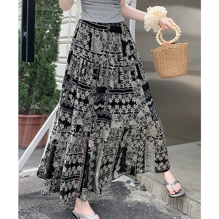 カットジャガードハイウエストロングスカート | Ulysses | 詳細画像4 