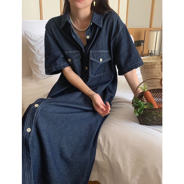 シングルブレストボタンダウンデニムワンピース | Ulysses | 詳細画像3 