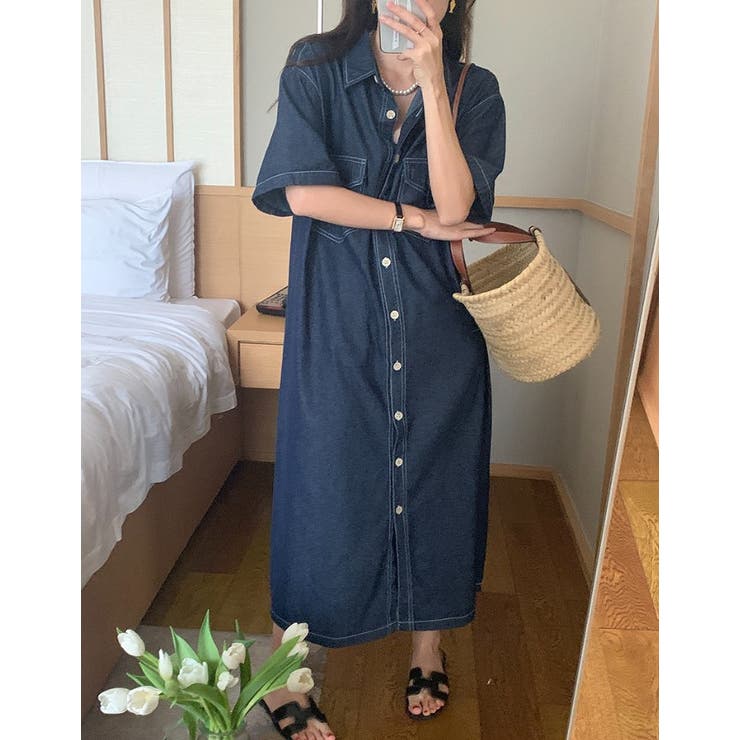 シングルブレストボタンダウンデニムワンピース | Ulysses | 詳細画像4 