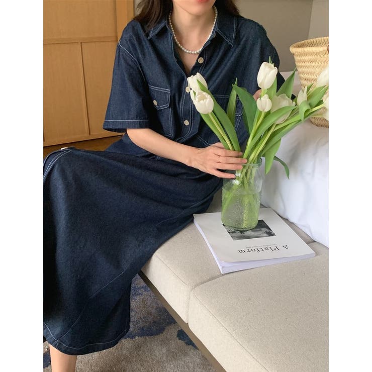 シングルブレストボタンダウンデニムワンピース | Ulysses | 詳細画像5 