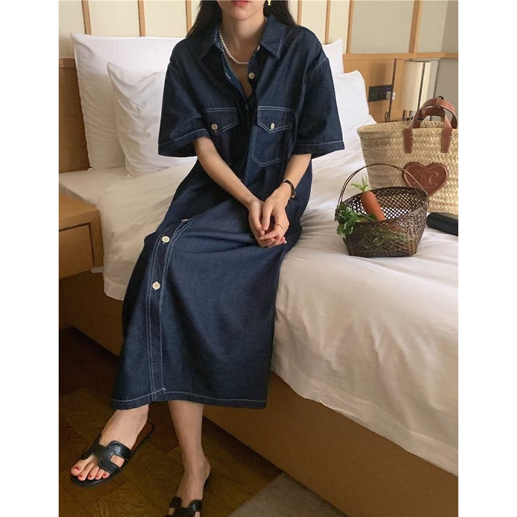 シングルブレストボタンダウンデニムワンピース | Ulysses | 詳細画像7 