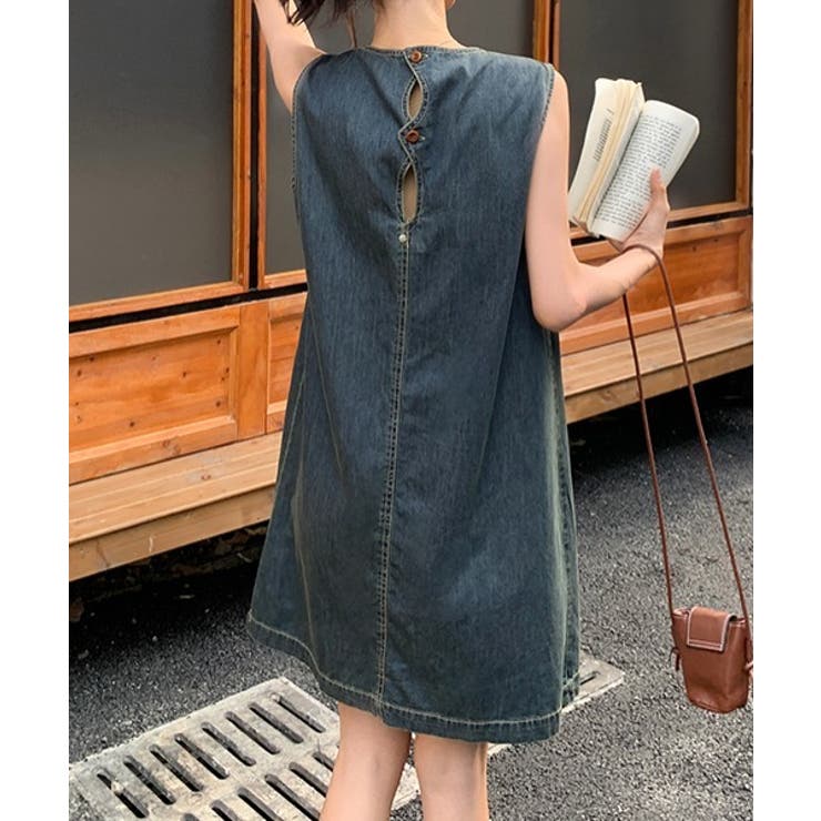ダークブルー | バック中空デニムワンピース | Ulysses