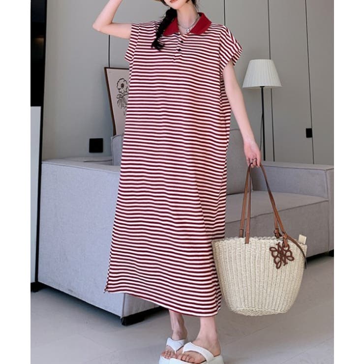 ボーダー柄ボタンダウン袖なしワンピース | Ulysses | 詳細画像5 